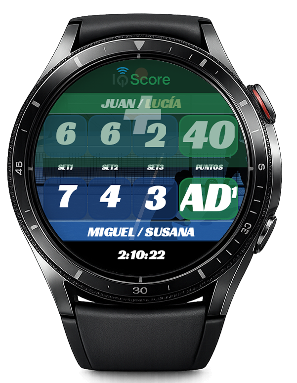 Acción de sumar punto en el marcador del reloj