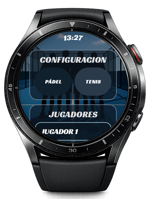 Pantalla de configuración de partido en reloj Wear OS