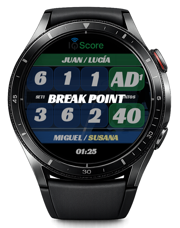 Marcador en vivo durante el partido en IQScore Wear OS